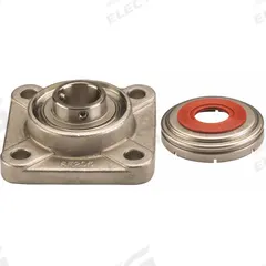 NTN 4 Bolt Flange Bearing: Radial Ball, 2 3/16 in Bore, SS, Set Screws, 6 3/8 in Lg, 2 19/64 in Wd (MPN SUCF211-35C0FG1). Key specifications — Bore Type: Cylindrical; Brand: NTN; Lubricant Material: FDA/USDA-H1 Solid Grease; Mounting Bolt Size: 5/8 in; System of Measurement: Inch; Included Bearing Cap: Open Cap.