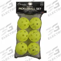 CHAMPION SPORTS Pickleball Set: Official Size and Wt, 2 7/8 in Overall Dia, Optic Yellow, Plastic (MPN PB6INDSET). Key specifications — attr990963: Optic Yellow; attr990971: Indoor; attr991582: CHAMPION SPORTS; attr990979: Official Size and Weight; attr990972: Plastic; attr990977: Pickleball Set.