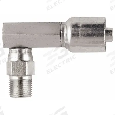 Parker Hydraulic Crimp Fitting: Steel x Steel, 90° Elbow, -8 For Hose Dash Size - Parker Crimp Hydraulic Hose Fittings with NPTF Connection