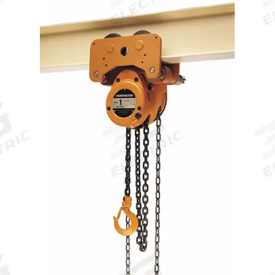 HARRINGTON Manual Chain Hoist: Push Trolley, 3,000 lb Lifting Capacity - Push Trolley Chain Hoists