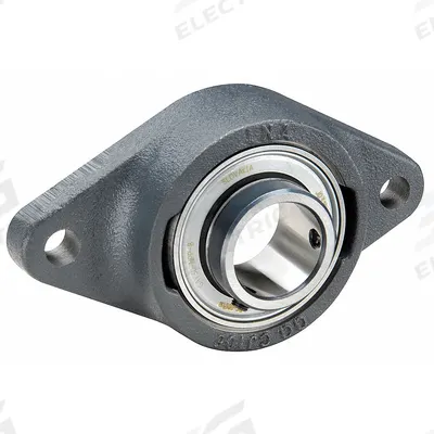 INA 2 Bolt Flange Bearing: Radial Ball, 25 mm Bore, Cast Iron, Set Screws - General Purpose Flange-Mount Ball Bearings