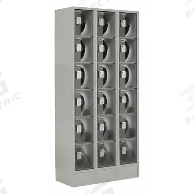 LOCKUP Box Locker: 36 in x 18 in x 82 in, 6 Tiers, 3 Units Wide, Clearview, Electronic Keypad - Clearview Metal Box Lockers