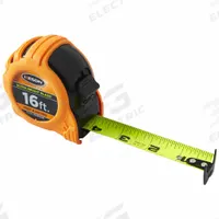 KESON Tape Measure: Nonmagnetic Double Hook Tip, 16 ft, Plastic with Rubberized Grip, Black (MPN PG1816UB). Key specifications — attr935324: KESON; attr942259: Black; attr935326: Vertical Read; attr935328: 1/32 in (1st 12 in); attr935329: Inches; attr935337: SAE; attr936607: Manual Lock; attr972446: Inch.