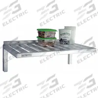 NEW AGE INDUSTRIAL T-Bar Wall Shelf: 48 in x 20 in x 13 in, 48 in x 20 in, 600 lb Load Capacity (MPN 1122). Key specifications — Material: Aluminum; Standards: NSF; Finish: Unfinished; Brand: NEW AGE INDUSTRIAL.