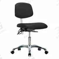 ESD/Cleanroom Chair: Vinyl, Armless, Ht Range 19 in to 24 in, 19 in Seat Wd, 18 in Seat Dp, 0 Glides (MPN BR-NECR-DHCH-CR-T0-A0-EC-ESDBLK). Key specifications — Foot Support: No; Back Tilt Backward: 13.5°; Back Tilt Forward: 10.5°; Base Material: Aluminum; Brand: APPROVED VENDOR; Product Type: Cleanroom Chair; Cleanroom Class: ISO 5; ESD-Safe: ESD-Safe.