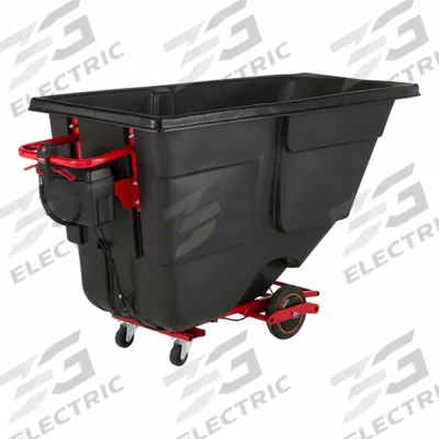 RUBBERMAID COMMERCIAL PRODUCTS Tilt Truck: 27 cu ft, 1,000 lb, (1) Swivel/(2) Axle-Mounted - Electric Tilt Trucks