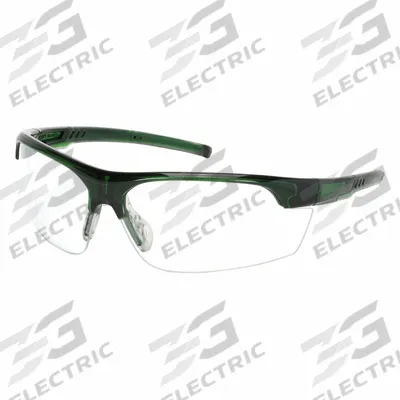 PIP Safety Glasses: Clear Lens, Half-Frame, FogLess 3Sixty, Green Frame, Xtricate-C Series - Padded Comfort-Fit Safety Glasses