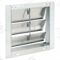 15"H-W 6"L Aluminum Wall Backdraft Dampr: For 12 in Fan, Single Panel, 15 in H, 15 in W, 2 1/4 in D (MPN 2C518). Key specifications — Airflow Direction: Horizontal; Blade Type: Flat Blade; Brand: DAYTON; Maximum Air Velocity: 2000 fpm; Mounting Position: Vertical.
