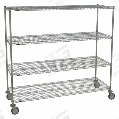 METRO Wire Shelving Unit: 72 in x 24 in x 67 7/8 in, Dry, Split Sleeve, 4 Shelves - Mobile Wire Shelving for Dry Use