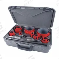 MORSE Hole Saw Kit: 19 Pieces, 1 15/16 in Max. Cutting Dp, Bi-Metal, 5/6 Teeth per Inch (MPN MHS06I). Key specifications — attr1098178: 5/6; attr1098172: MORSE.