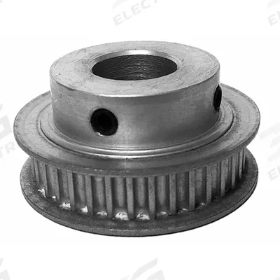 Dayton Timing Pulley: Curvilinear, Fixed, For HTD Timing Belt Section, For 6 mm Belt Wd - HTD Section Fixed-Bore Timing Pulleys with Hub