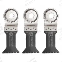 FEIN Oscillating Tool Blade: 1 3/4 in Blade Wd, 4 5/16 in Overall Lg, Bi-Metal, 3 Pieces, 3 PK (MPN 63502152270). Key specifications — attr1097473: Soft Metal; attr1097476: FEIN; attr1097456: Plunge Cutting.
