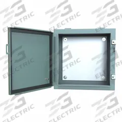 HAMMOND Electrical Enclosure: Steel, 16 in x 16 in x 8 in, NEMA 12/13, w/Panel, Solid Cover, Hinged (MPN 1418G8). Key specifications — Brand: HAMMOND; Closure Method: Clamps; Knockouts: Not Included.