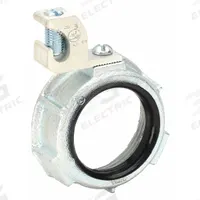 RACO Grounding Bushing: Iron, Zinc Plated, 1 1/4 in Trade Size, 2 1/8 in Overall Lg, Insulated (MPN 1215). Key specifications — Manufacturer Part Number: 1215; Color: Gray; Compatible Conduit Trade Size: 1-1/4 in; Compatible Conduit Type: RMC; Conduit Fitting Type: Bushing; Connection Type: Threaded; Finish: Zinc Plated; For Conduit Type: IMC.