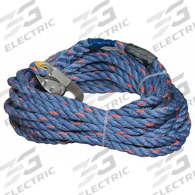 MILLER BY PIP Vertical Lifeline: 100 ft Lifeline Lg, 310 lb Capacity, Steel, Rope Grabs - Vertical Rope Lifelines