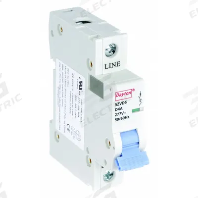 Dayton Supplementary Protector: 4 A Amps, 5kA at 277V AC, Screw Clamp, NDB2-63 D4/1 - D-Curve, 1-Pole UL1077 DIN Rail-Mount Supplementary Protectors