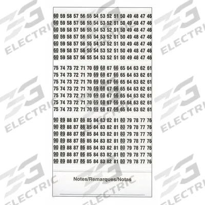 3M Wire Marker Book: 46 to 90, Black on White, 450 Labels, Vinyl Impregnated Cloth Film - Preprinted Wire Marking Label Sheets