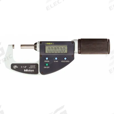 MITUTOYO Digital Outside Micrometer: 0 in to 1 1/5 in /25.4 mm to 50.8 mm, Inch/Metric - Splash-Resistant Micrometers with SPC Output