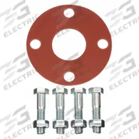 Full Face Flange Gasket: Class 150, SBR, For 3 in Pipe, 1/8 in Thick, Red, 3 1/2 in Inside Dia (MPN GSFFG3). Key specifications — Includes: (4) Grade A Zinc Plated Carbon Steel Bolts; Brand: APPROVED VENDOR.