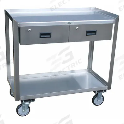 JAMCO Corrosion-Resistant Stainless Steel Mobile Workstation: Fixed Ht - Stainless-Steel-Top Mobile Worktables