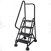 COTTERMAN Rolling Ladder: 3 ft Platform Ht, Partially Assembled, Steel, Wt-Actuated Auto-Lock (MPN ST-402 A2 C7 P5). Key specifications — Includes Handrails: Handrails Included; Material: Steel; Brand: COTTERMAN; Color: Black.