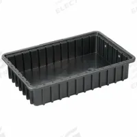 LEWISBINS Divider Box: 0.2 cu ft, 16 1/2 in x 10 7/8 in x 3 1/2 in, Lid Not Included, Plastic (MPN DC2035-XL). Key specifications — Includes Dividers: Dividers Not Included; Includes Lid: Lid Not Included; Material: Plastic; Color: Black; Brand: LEWISBINS.