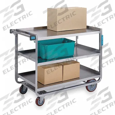 LAKESIDE Utility Cart: Open, 1,000 lb Max Load Capacity, 3 Shelves - Open Stainless Steel Carts
