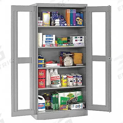 TENNSCO Storage Cabinet: 48 in x 18 in x 78 in, Leveling, 4 Adj Shelves, Swing Handle & Keyed - Commercial Clearview Shelf Cabinets