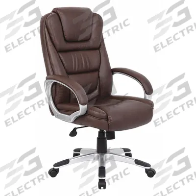 APPROVED VENDOR Office Chair: Brown, Leather Material, 30 1/2 in Back Ht - Fixed-Arm Office Chairs