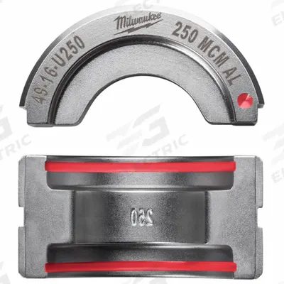 MILWAUKEE Upper and Lower Crimping Die: 250 kcmil, U Style Dies - Milwaukee Replacement Crimping Dies