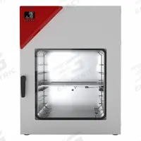 BINDER Laboratory Oven: Vacuum, 4.2 cu ft Capacity, 220°C Max Temp, 1.6 kW Watt, 4.2 cu ft Volume (MPN 9630-0007). Key specifications — attr1027177: 100/120V; attr1027180: BINDER; attr1027171: +9°C Above Ambient Temperature to +220°C; attr1027172: +/-2.9°C @ 100°C.