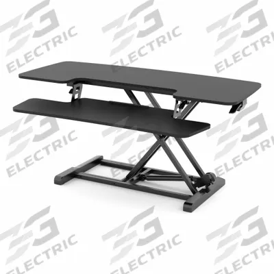 FLEXISPOT Standing Desk Converter: Black, Medium Density Fiberboard, 41 3/4 in Overall Wd - Manual Adjustable-Height Desks