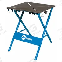 MILLER ELECTRIC ArcStation Welding Table: 35 in Ht Range, 29 in Dp, 29 in Wd, 500 lb Wt Capacity (MPN 300837). Key specifications — Work Surface Pattern: X-Pattern Slots; Manufacturer Part Number: 300837; Brand: MILLER ELECTRIC.