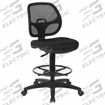 OFFICE STAR Drafting Chair: Work Smart, Black, Fabric Material, Armless Arm - Armless Drafting Chairs