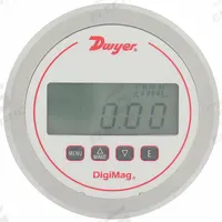 DWYER Digital Differential Pressure Gauge: DM-1000, 0.125 in Tubing, Center Back, 5 in Dial, 4X, 4X (MPN DM-1203). Key specifications — Case Material: Glass-Filled Plastic; Series: DM-1000; Pressure Measuring Units: kPa; Brand: DWYER; Process Connection Location: Center Back; Over-Pressure Limit: 100% Full Scale; Accuracy: ±1.00%; NEMA Enclosure Rating: 4X.