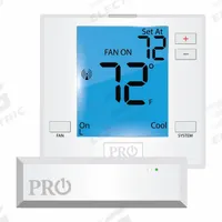 PRO1 IAQ Low Voltage Thermostat: Heat and Cool, Auto, B/C/GH/GL/O/R/W/Terminal Designations, Auto (MPN T731W). Key specifications — Application: Heat and Cool; Key Features: Private Label Badge System; Temperature Differential: 0.2°F to 2°F; Voltage: 18V AC; Terminal Designations: Y; System Settings: Cool-Heat-Off; Temperature Control Range: 44° to 90°F; Changeover Type: Automatic.
