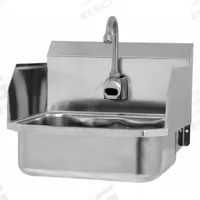 SANI-LAV Hand Sink: 1 Stations, 5 in Bowl Dp, 14 in Bowl Lg, 11 in Bowl Wd, Faucet Included, 18 ga (MPN ESB2-607L). Key specifications — Includes Side Splash: Side Splash Included; Series: Stainless Steel Hand Wash Sink; Brand: SANI-LAV; Power Source: Battery Powered.