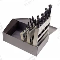 CHICAGO-LATROBE Screw Machine Drill Bit Set: 15 Pc, 1/16" to 1/2" by 32nds, 135° Split Point (MPN 69889). Key specifications — attr1238841: Metal Index; attr1238820: NAS 907 Type C.