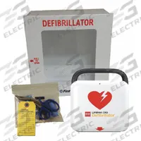 STRYKER PHYSIO-CONTROL AED Value Package: LIFEPAK CR2, Wall Cabinet with Alarm, Semi-Auto Mode (MPN 99512-001262F-MD). Key specifications — Shelf Life: 8 yr AED Life; Included CPR Feedback: CPR Feedback Not Included; Battery Type: Li-MnO2; Pads Included: Adult AED Pads; Services Included: Medical Direction.
