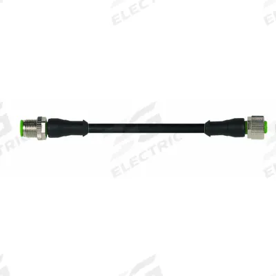 MURRELEKTRONIK Cordset: M12 Male Straight X M12 Female Straight, 4 Pins, Black, PUR - Double-Ended Cordsets with PUR Jacket for Twisting Applications