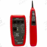 TRIPLETT Cable Tester: Base Model, TVR10G, Network, CAT3/CAT4/CAT5/CAT5e/CAT6/CAT6A/Twisted Pr, RJ45. Key specifications — Manufacturer Part Number: TVR10G; Alert Type: Light; Compatible Cable Type: Twisted Pair; Data Safe Monitor: Yes; Display Screen Type: LED; IP Rating: Not Rated; Includes: Carrying Case; Product Type: Cable Network Tester.