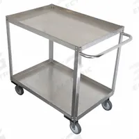 APPROVED VENDOR Utility Cart: 1,200 lb, 24 in L x 18 in W Shelf, 2 Shelves, Silver, Flat (MPN 11A454). Key specifications — Caster/Wheel Configuration: (2) Rigid; Brand: APPROVED VENDOR; Caster Wheel/Tread Material: Polyurethane.