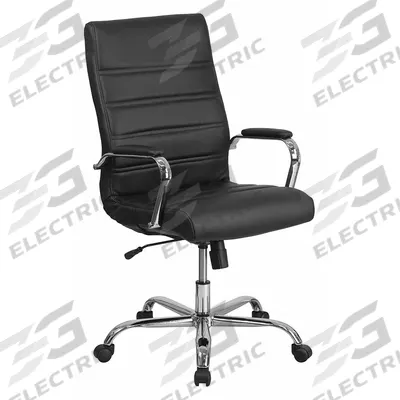 FLASH FURNITURE Office Chair: Whitney, Black, Faux Leather Material, 23 in Back Ht - Fixed-Arm Office Chairs
