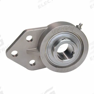 IPTCI BEARINGS Flange Mount Bearings: Radial Ball, 1/2 in Bore, SS, Set Screws - Food-Grade Flange-Mount Ball Bearings