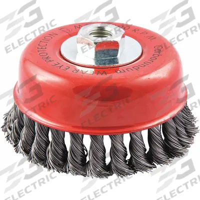 APPROVED VENDOR Cup Brush: Twisted Steel, 5 in Dia, 0.02 in Fill Dia - Heavy-Cleaning Brushes for Contoured Carbon Steel Surfaces