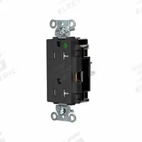 HUBBELL Receptacle: Hospital Grade, Decorator Duplex, 5-20R, Black, 125V AC, 20 A, 2 Pole / 3 Wire (MPN HBL2182STBKTR)