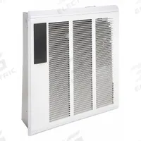 QMARK Recessed Electric Wall-Mount Heater: 1800 W/4000 W, 277V AC, Single Phase, 277V AC, 1-phase (MPN SSHO4007). Key specifications — Grille Color: White; Programming Capability: 5-2; Wattage Output: 1800 W/4000 W; Voltage, Phase: 277V AC, 1-phase; Rough-In Dimensions - H x W x D: 18-3/16 in x 14-1/4 in x 3-7/8 in; Nominal Voltage - HVAC: 277V AC; Brand: QMARK; Phase: Single.