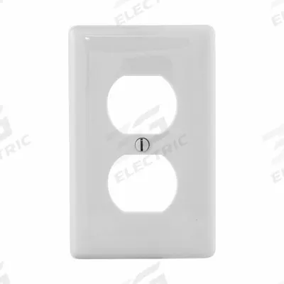 HUBBELL Wall Plate: Duplex Outlet, 1 Gang, White - General Purpose Wall Plates
