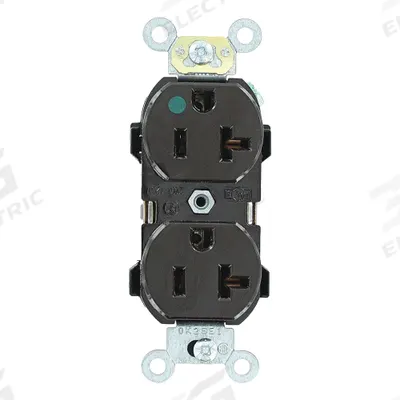 LEVITON Receptacle: Hospital Grade Fed. Spec., Duplex, 5-20R, Brown, 125V AC, 20 A - General Purpose Receptacles