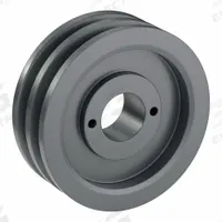 APPROVED VENDOR V-Belt Pulley: 2AK54, 2 Groove, 5.25 in OD, Bushed Bore, H/QT, Cast Iron, Webbed (MPN 2AK54H). Key specifications — Pulley Industry Number: 2AK54; Pitch Diameter: 4.66 in (3L); For Belt Section (broad, with similar types): 4L, A, or AX.